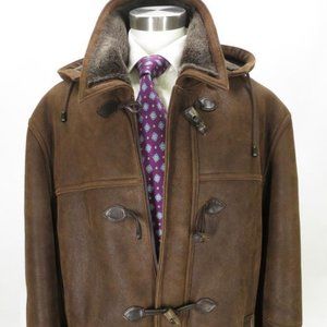 Stunning MARC NEW YORK lamb shearling hooded duffle coat XXL